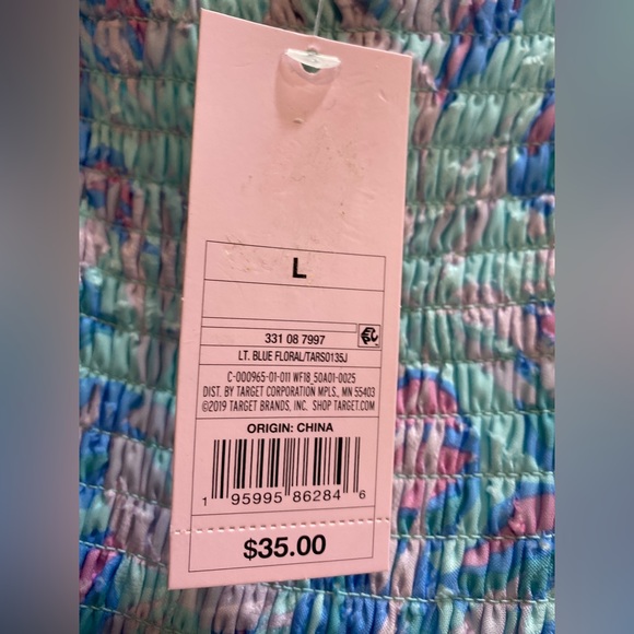 NWT WILD FABLE Women’s Blue Floral Print Sweetheart Neck Mini Dress Size:Lrg - Picture 9 of 10